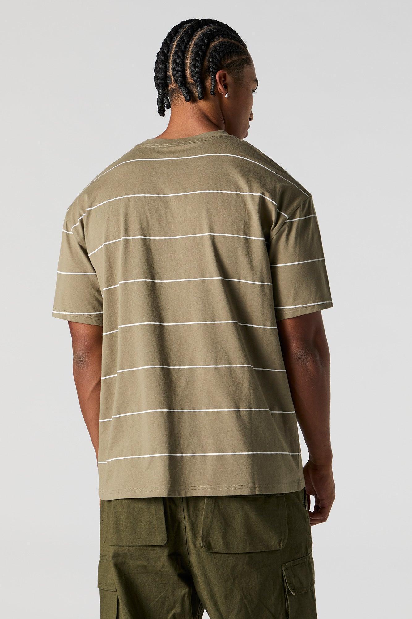 City Embroidered Striped T-Shirt Male Product Image