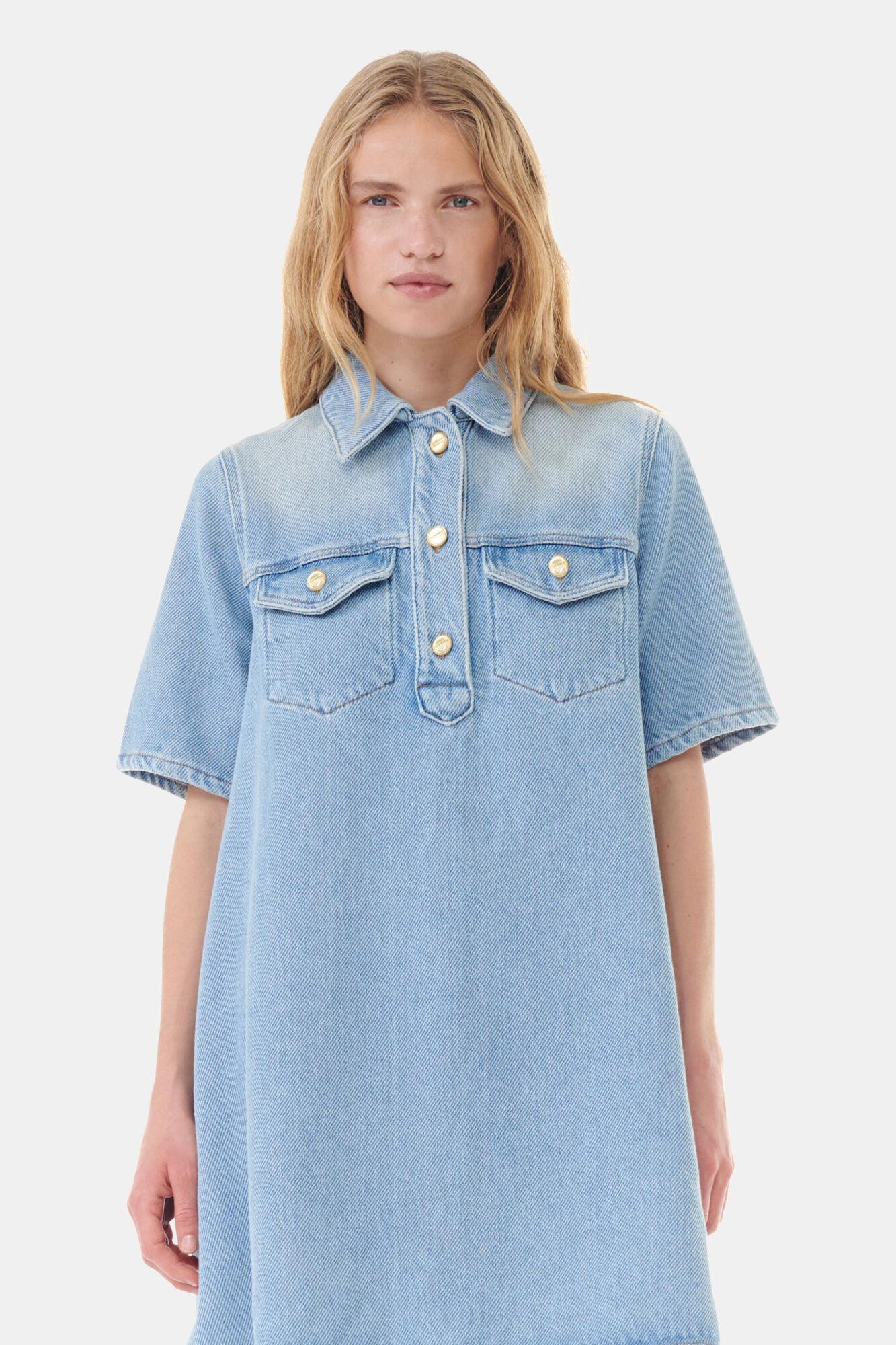 Light Blue Denim Mini Dress Product Image