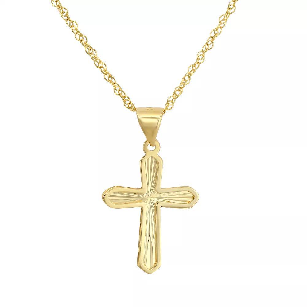 Taylor Grace 10k Gold Diamond Cut Cross Pendant Necklace, Women's, Size: 18" Product Image
