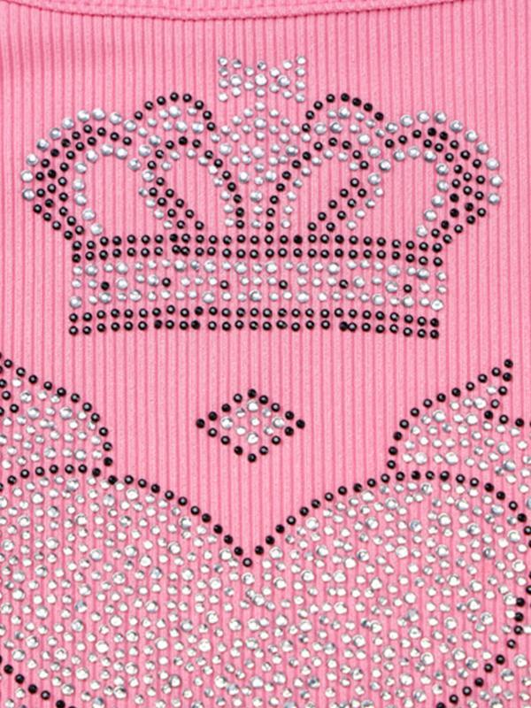 Rhinestone U Neck Slim Mini Dress Product Image