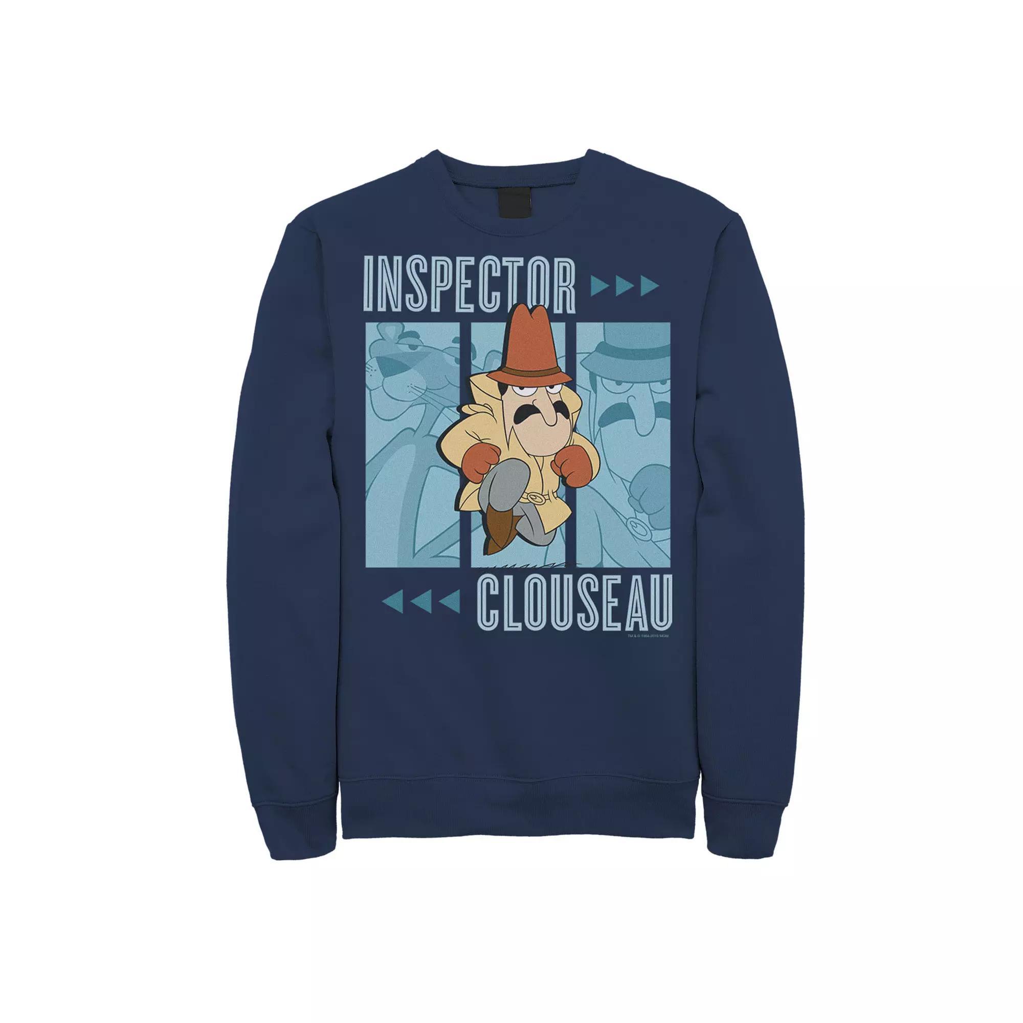 Men's Pink Panther Inspector Clouseau Trio Panels Graphic Fleece Pullover, Size: 3XL, Black Product Image