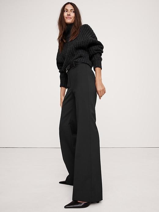 High-Rise Wide-Leg Flare Flannel Pant Product Image