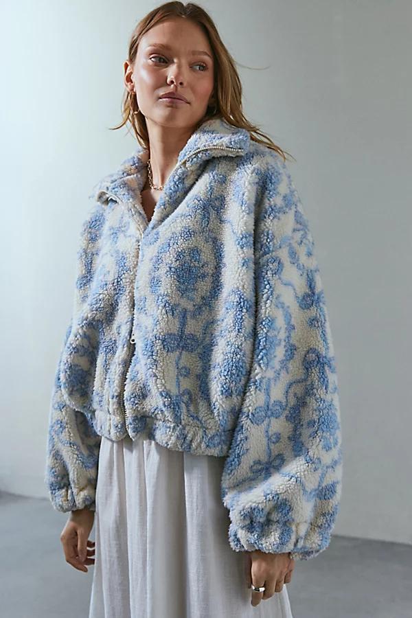 Kimchi Blue Snow Bunny Printed Piled Fleece Zip-Up Jacket Womens at Urban Outfitters Product Image