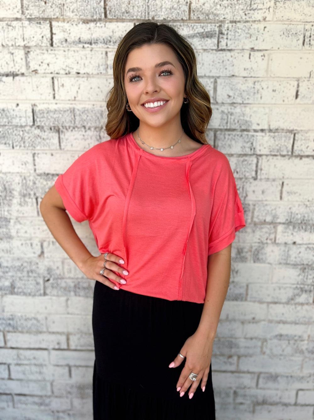 Coral Pink Round Neck Top* Product Image