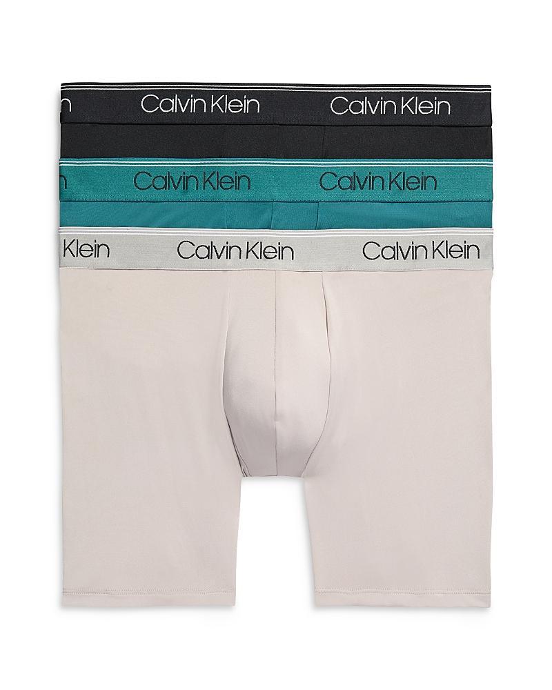 Men's Calvin Klein 3-Pack Microfiber Stretch Boxer Briefs, Size: 2XL, Black Convoy Red Gala Product Image