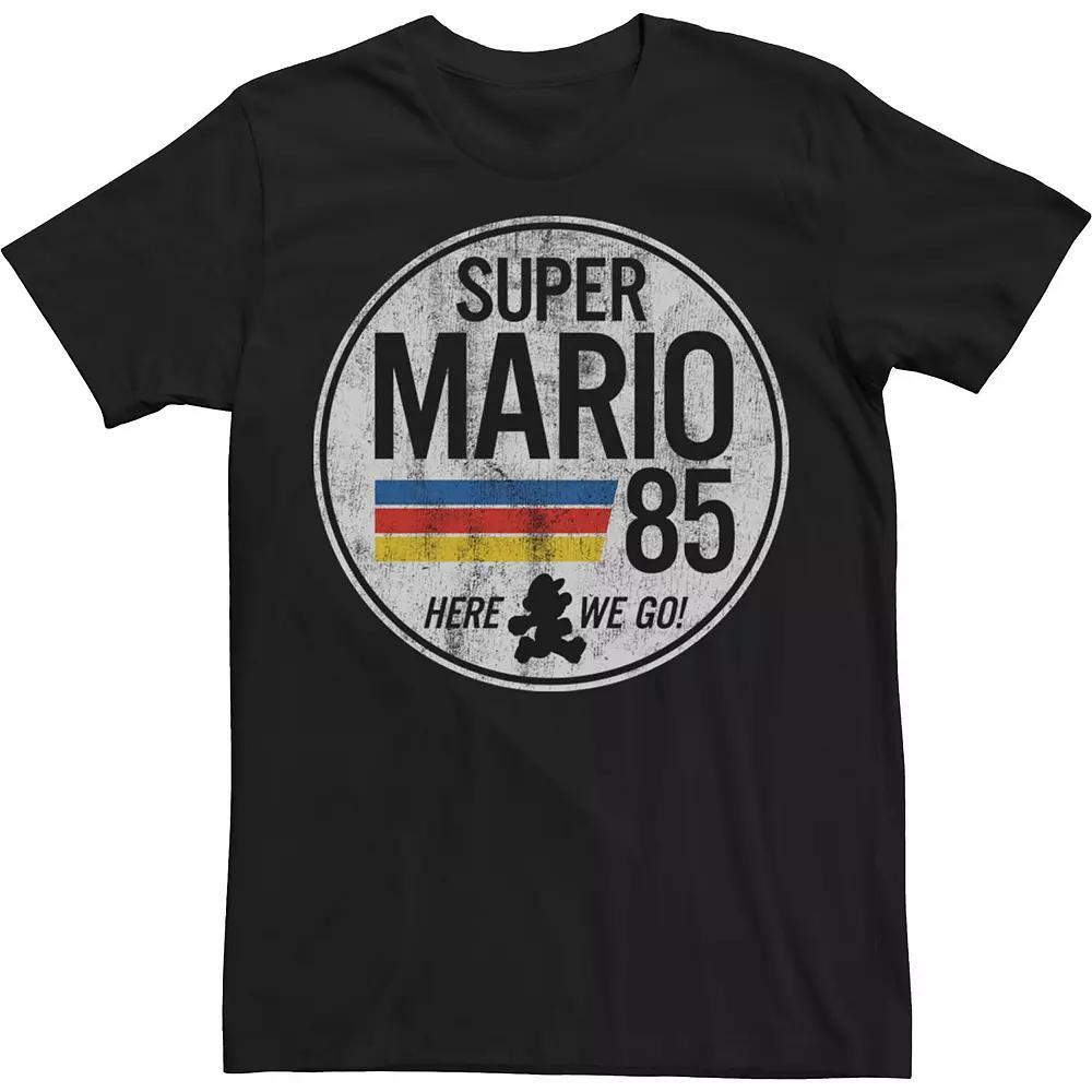 Big & Tall Nintendo Mario Is Go Crest Shield Logo Tee, Men's, Size: 4XL, Black Product Image