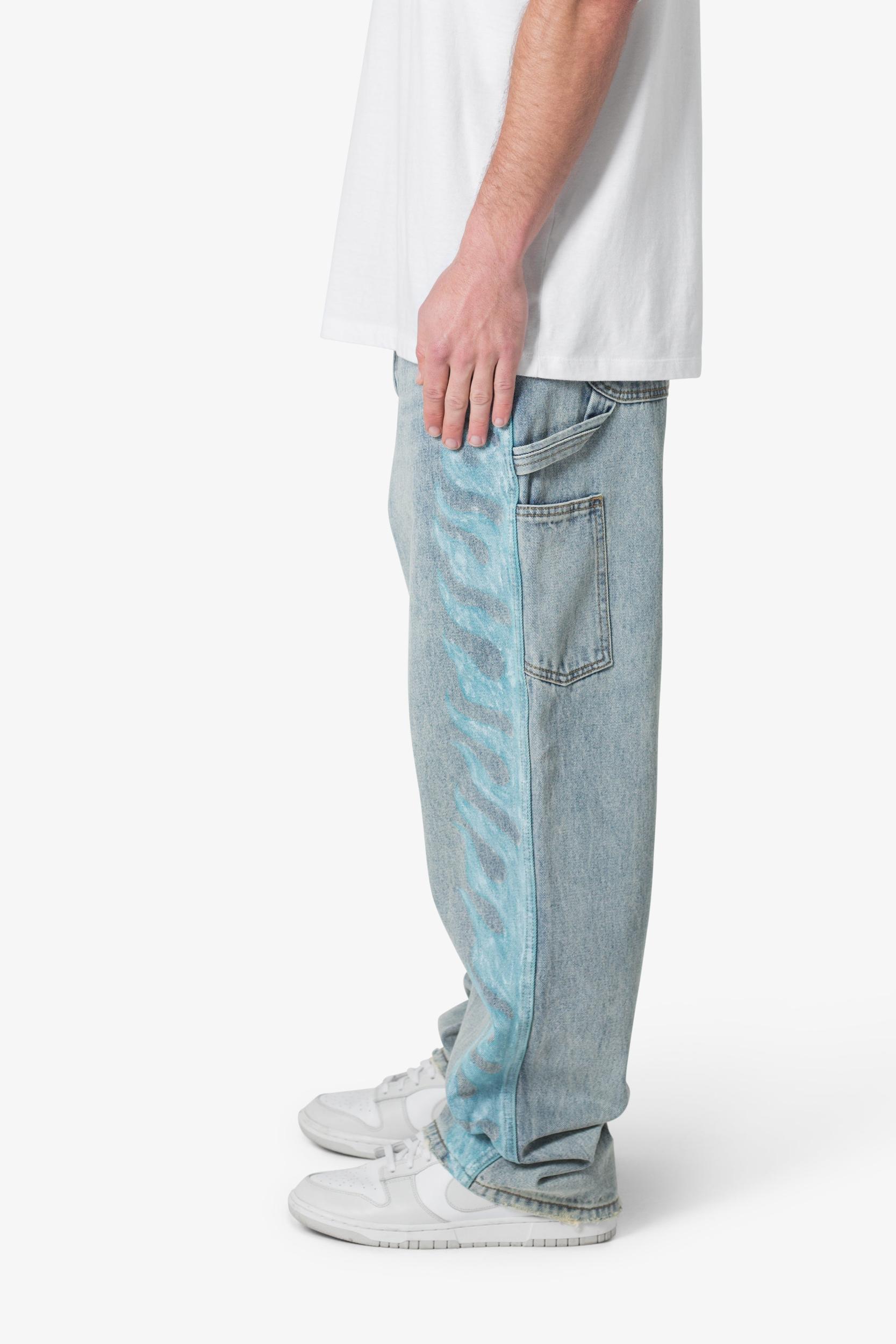Ultra Baggy Flame Denim - Blue Product Image