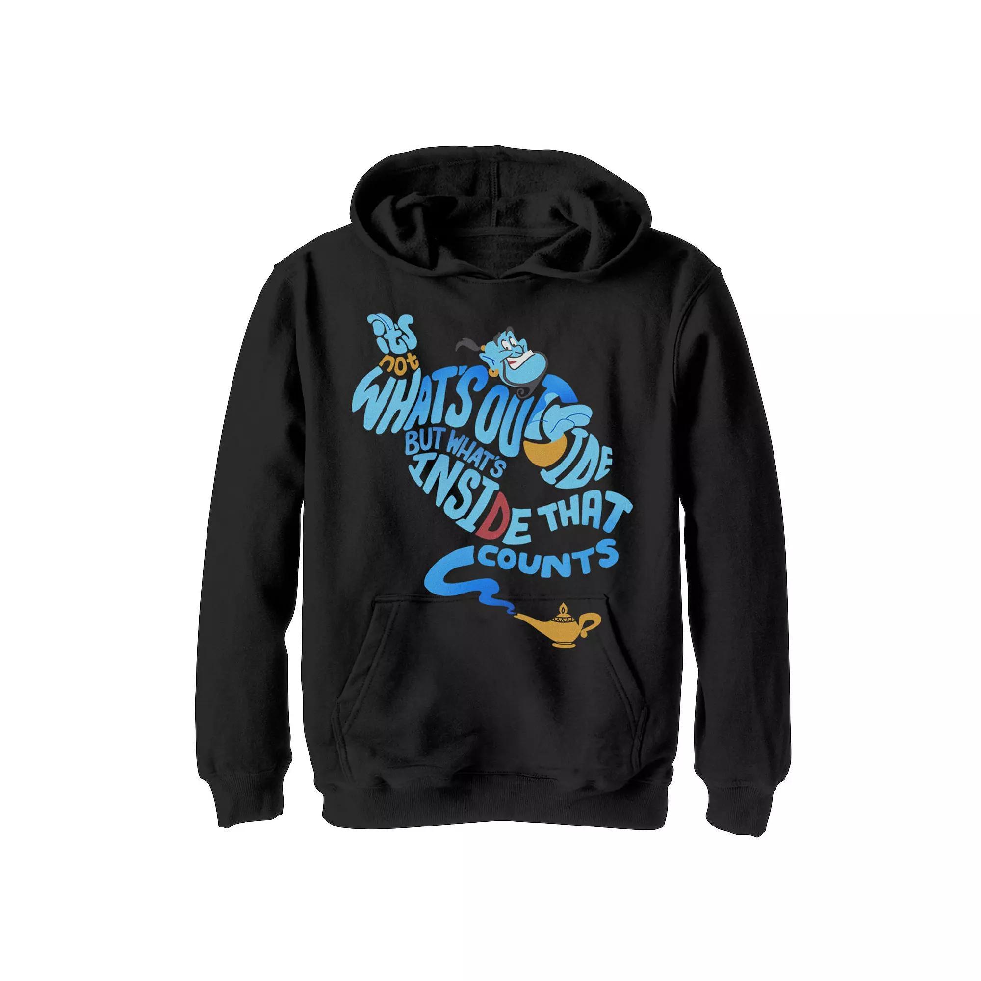 Men's Disney Aladdin Genie Out Bottle Quote Fleece, Boy's, Size: Small, Black Product Image