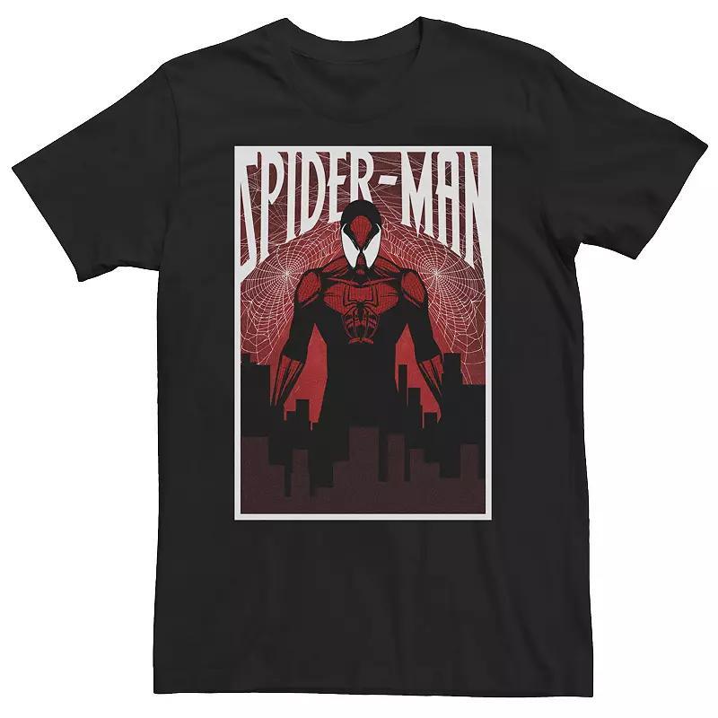 Big & Tall Marvel Spider-Man Neighborhood Watch Cityscape Tee, Men's, Size: XXL Tall, Black Product Image