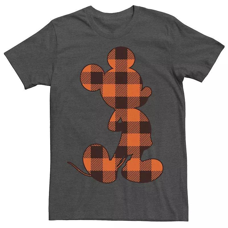 Disney's Mickey Mouse Plaid Build-Up Fill Men's Tee, Size: Small, Grey Heather Product Image