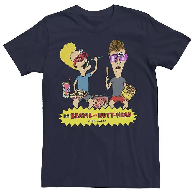 Men's Beavis & Butthead Snacks On The Curb Logo Tee, Size: Medium, Navy Grey Product Image