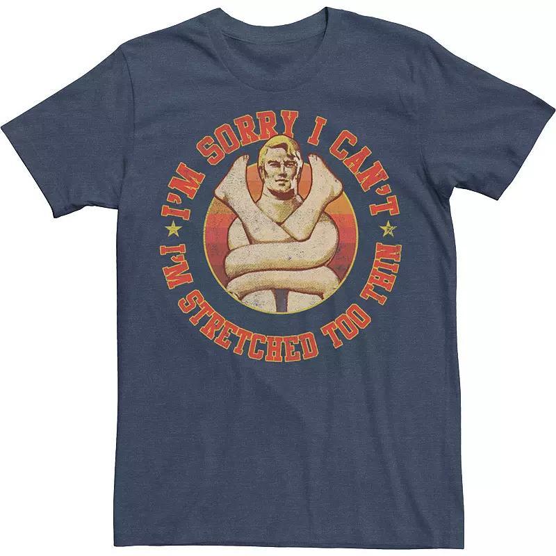 Mens Stretch Armstrong Sorry I Can't I'm Stretched Too Thin Tee, Men's, Size: XL, Navy Grey Product Image