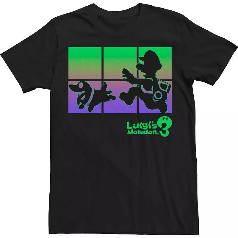 Big & Tall Luigi's Mansion 3 Luigi And Polterpup Silhouette Tee, Men's, Size: XL Tall, Black Product Image