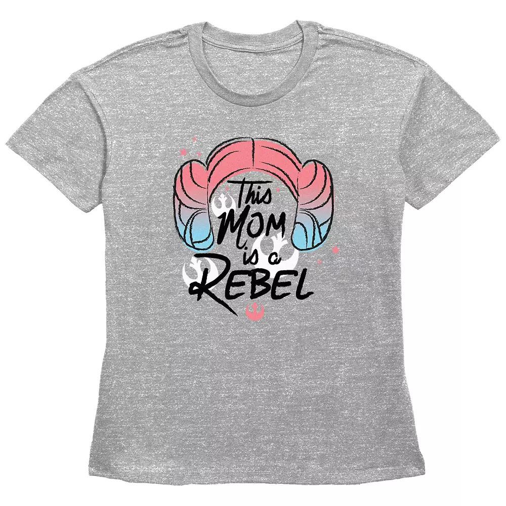 Women's Star Wars This Mom Is A Rebel Basic Fit Graphic Tee, Size: Small, Grey Gray Product Image