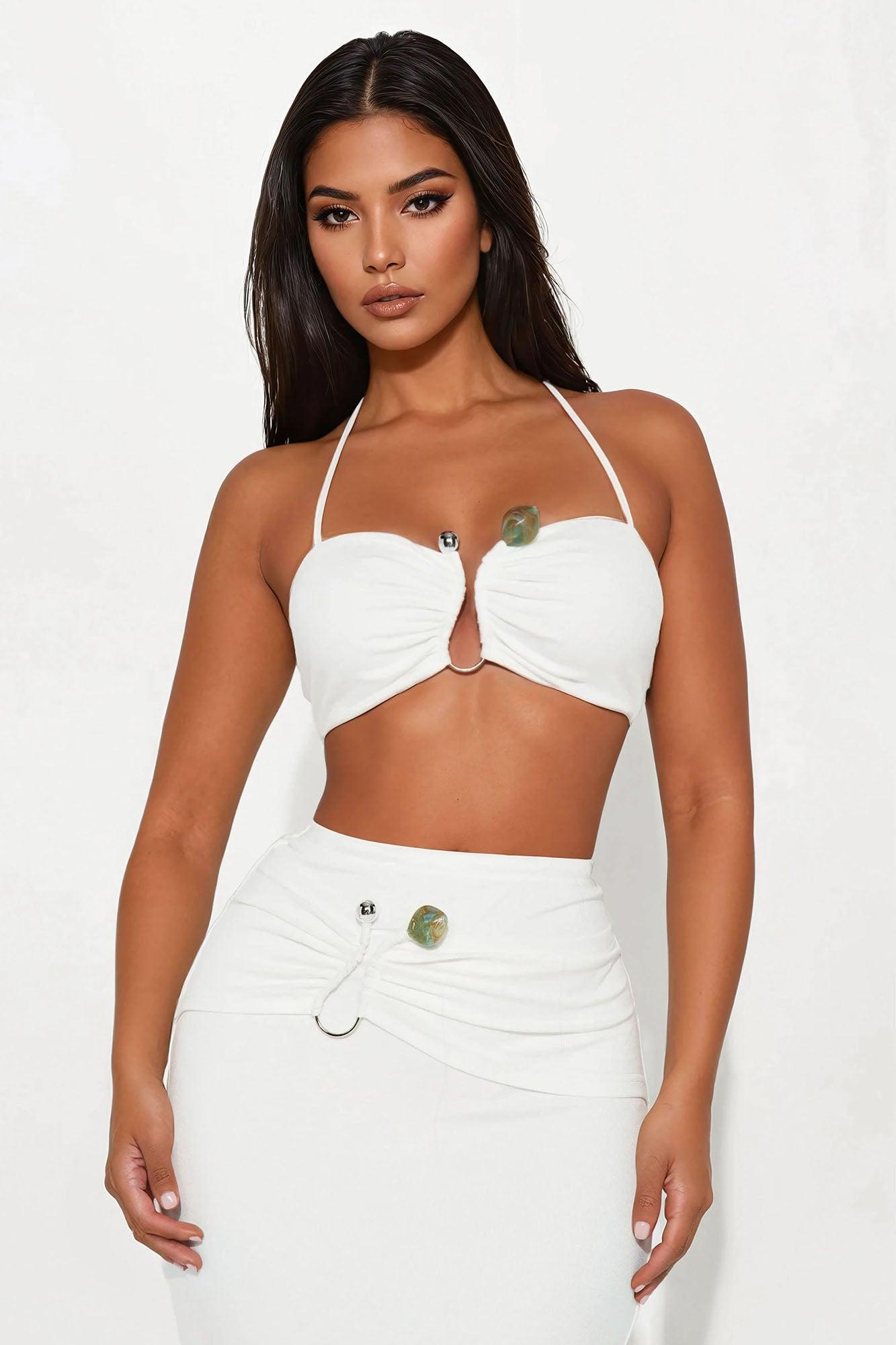 Chasing You Maxi Skirt Set - White Product Image