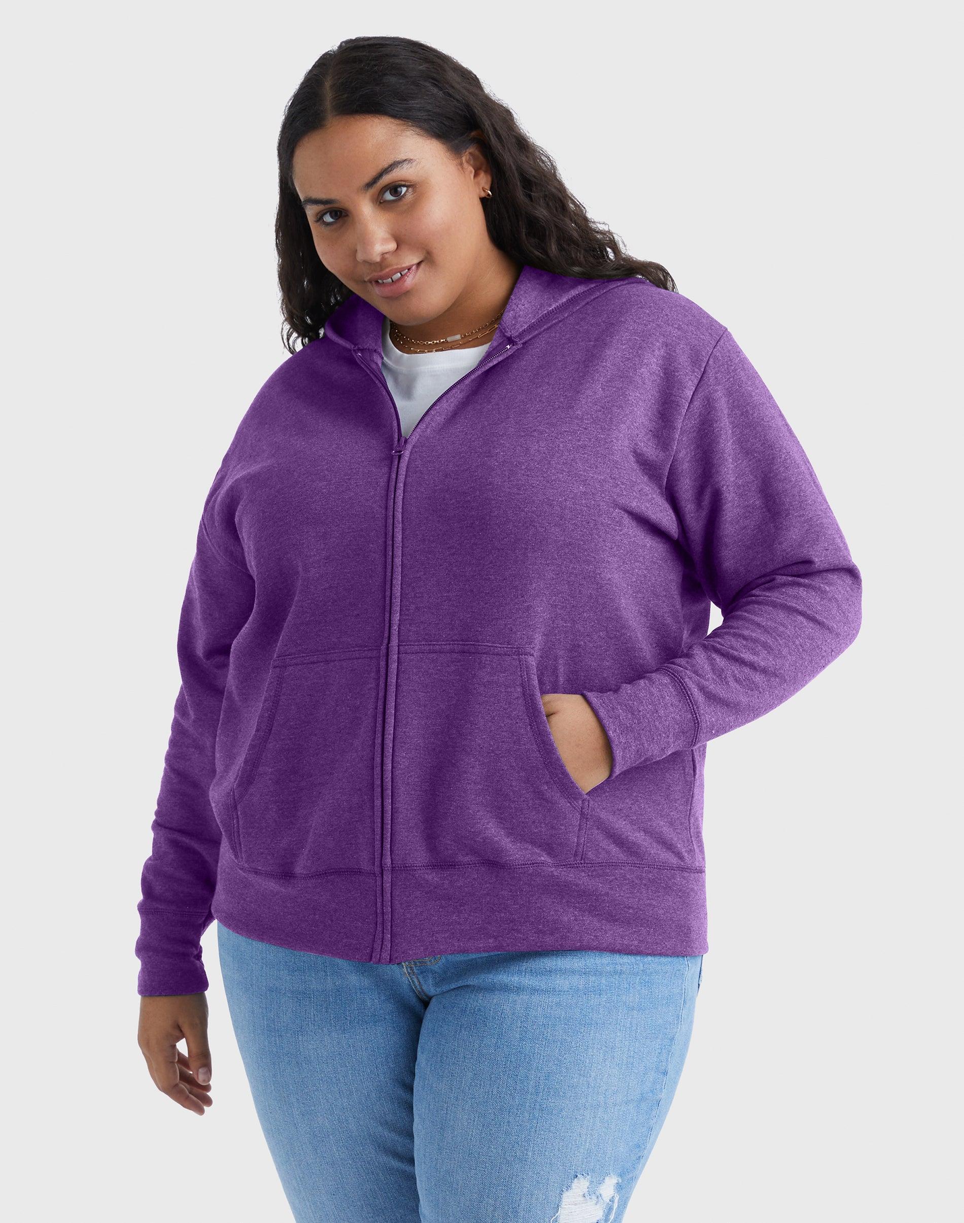 Hanes Just My Size EcoSmart Womens Full-Zip Fleece Hoodie (Plus ) Navy Heather 1X Product Image