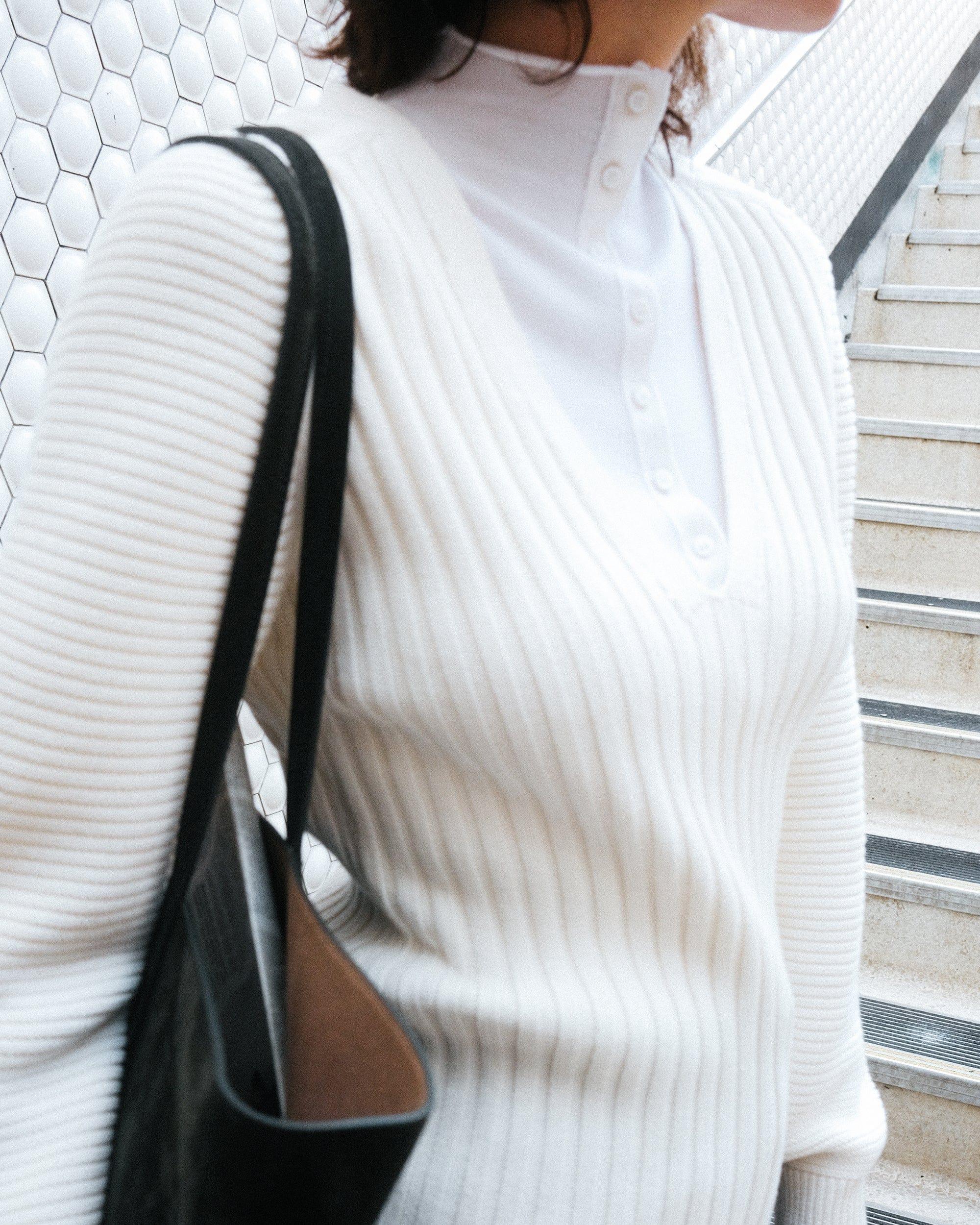 Charlene Wool Button Mock-Neck Sweater Product Image