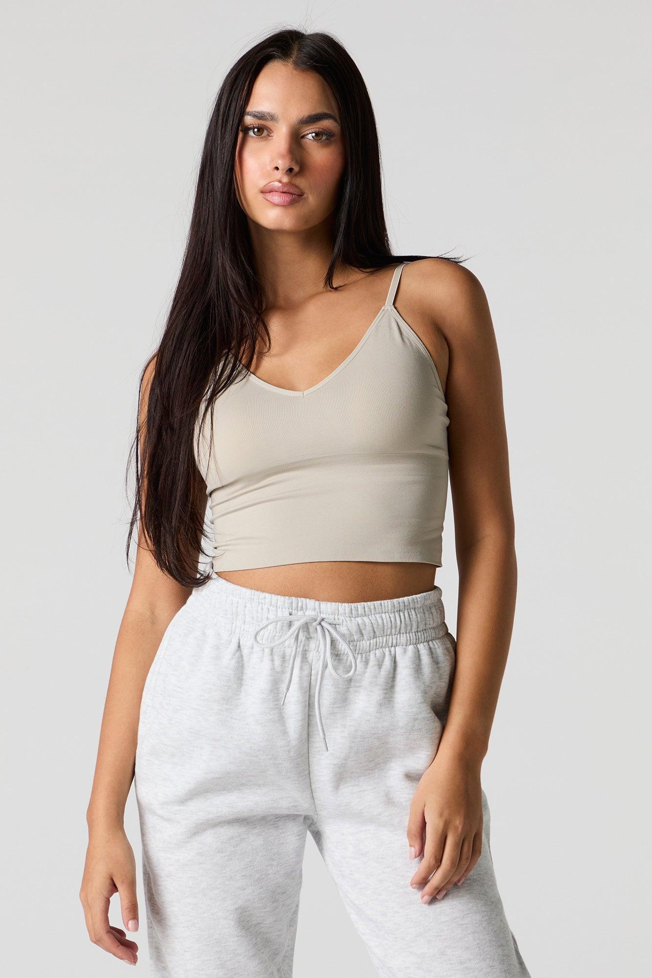 Seamless V-Neck Cami with Built-In Bra Cups Female Product Image