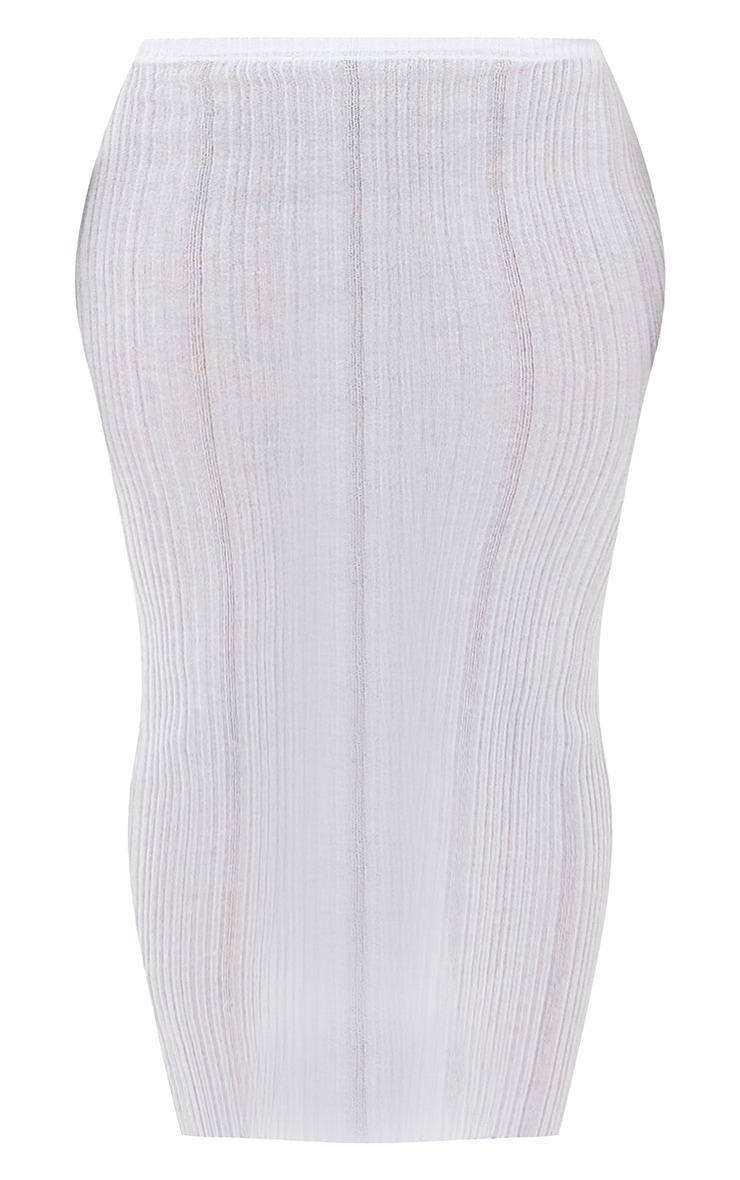 Plus White Sheer Knit Low Rise Maxi Skirt Product Image