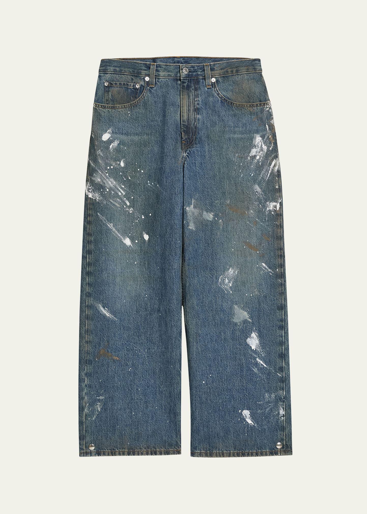 Men's Adjustable Paint-Splatter Jeans Product Image