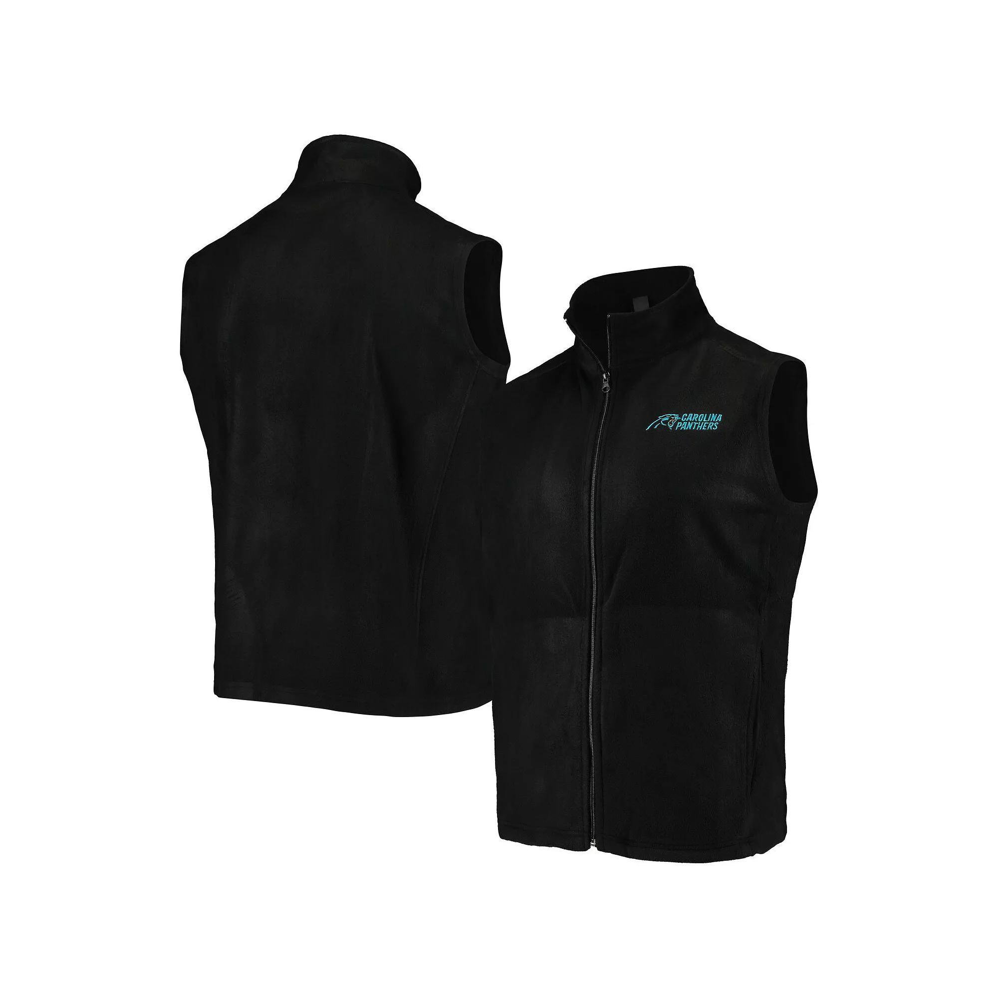 Men's Black Carolina Panthers Houston Fleece Full-Zip Vest, Size: Small Product Image