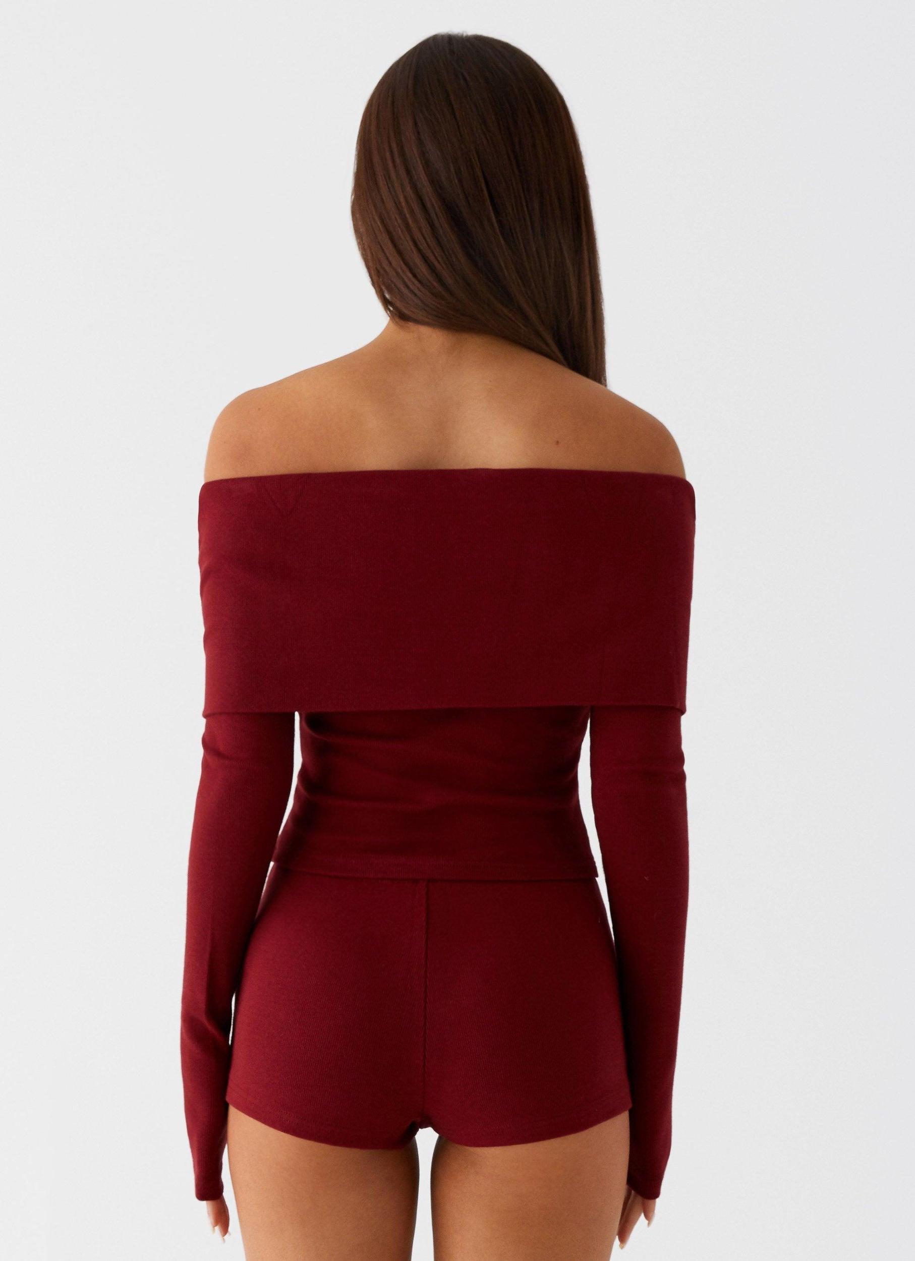 Spectate Long Sleeve Top - Maroon Product Image