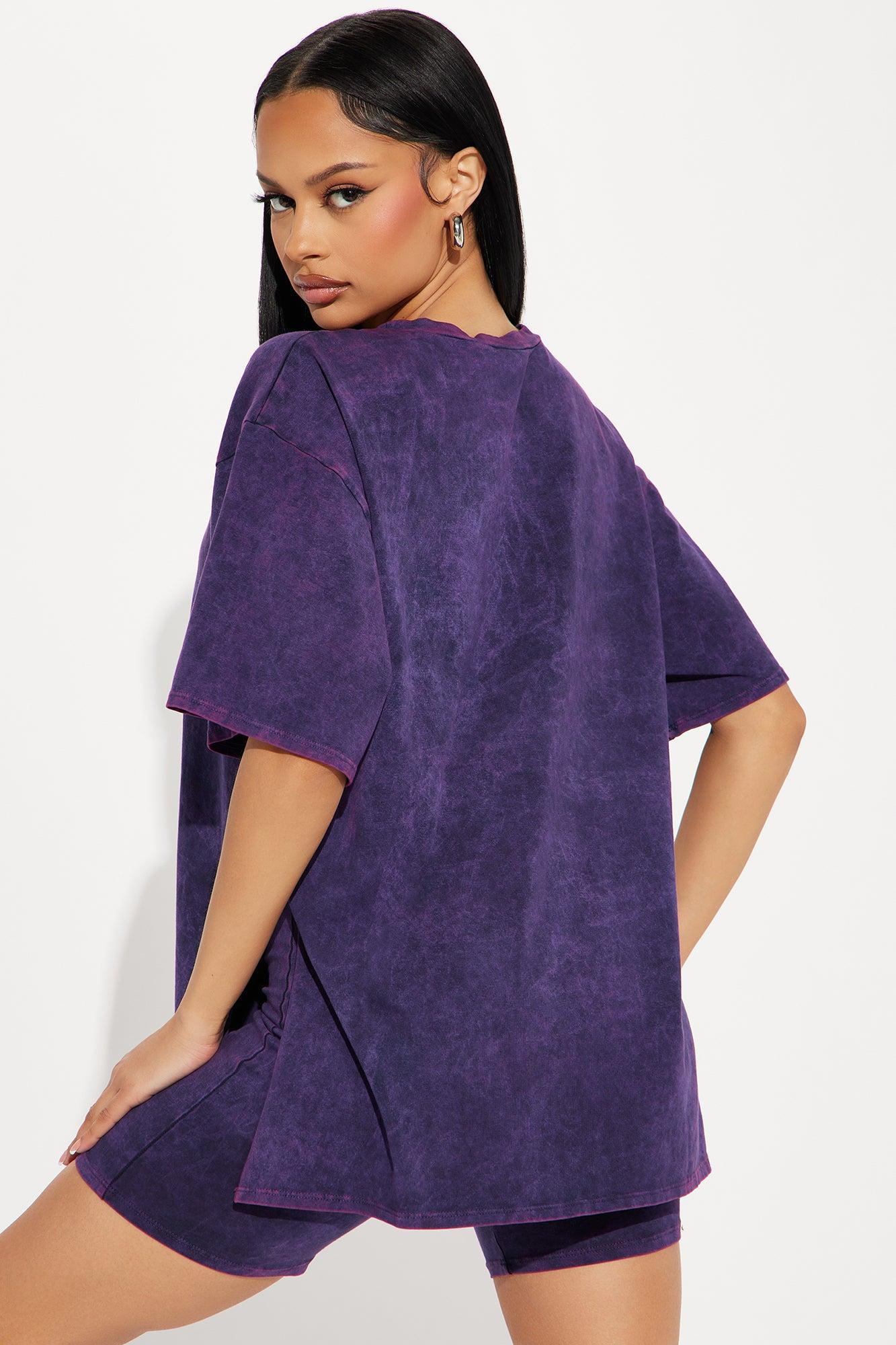 Not Social Washed Short Set - Purple Product Image