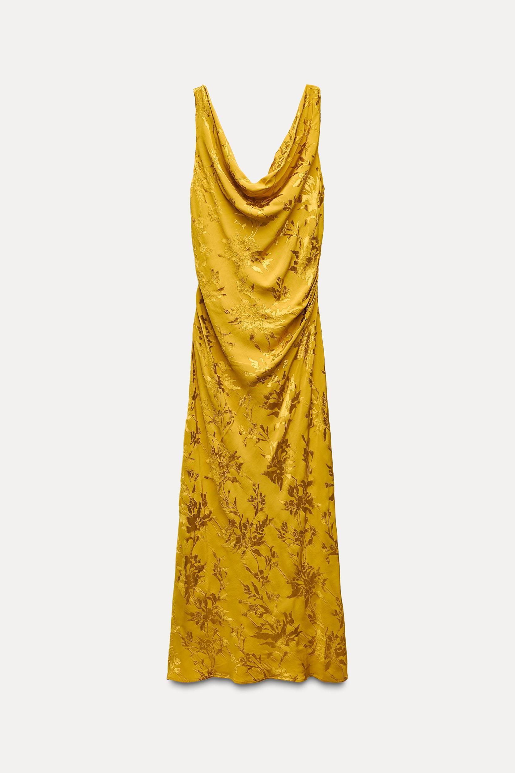 SATIN EFFECT JACQUARD MIDI DRESS Product Image