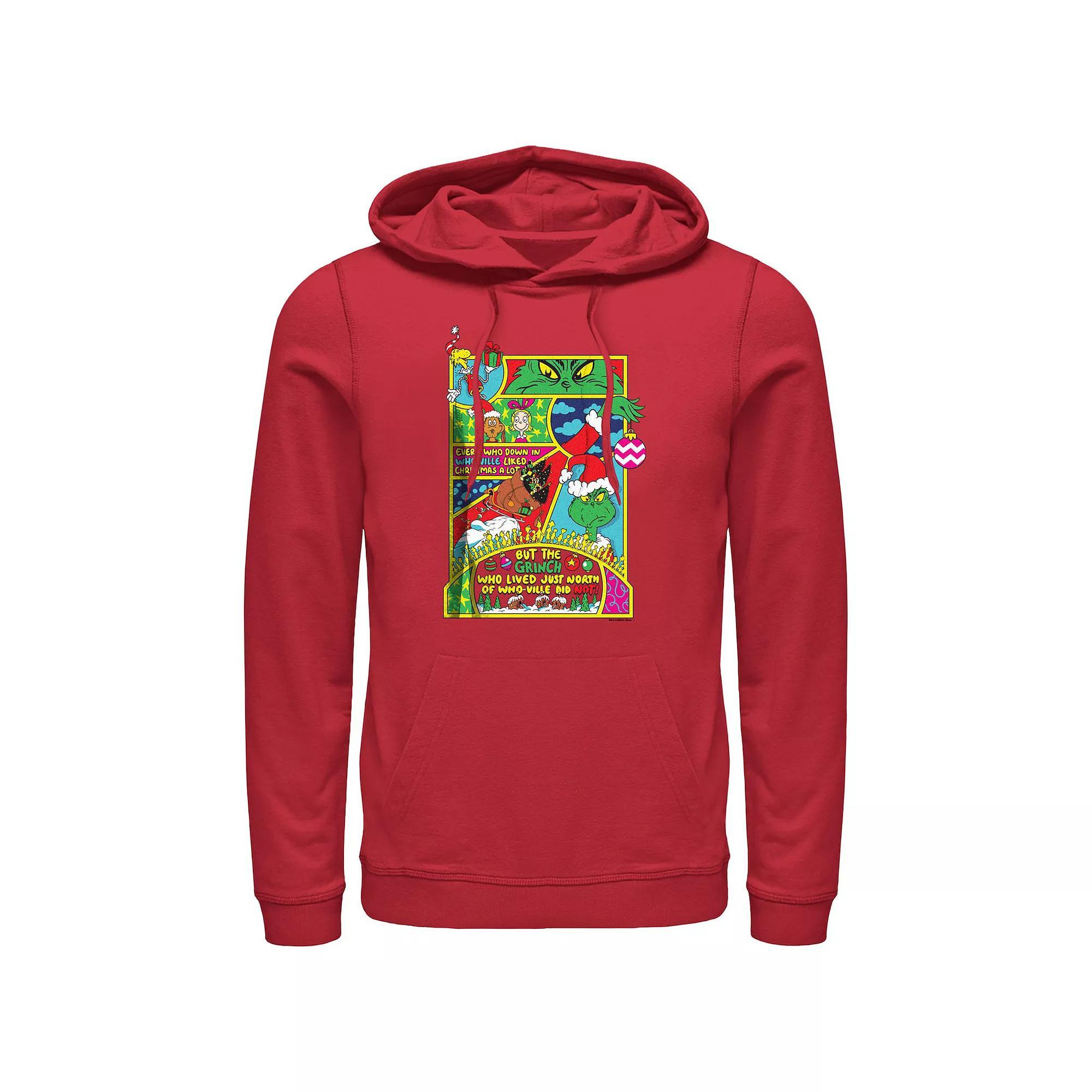 Big & Tall Dr. Seuss Grinch Comic Scenes Graphic Hoodie, Men's, Size: Large, Red Product Image