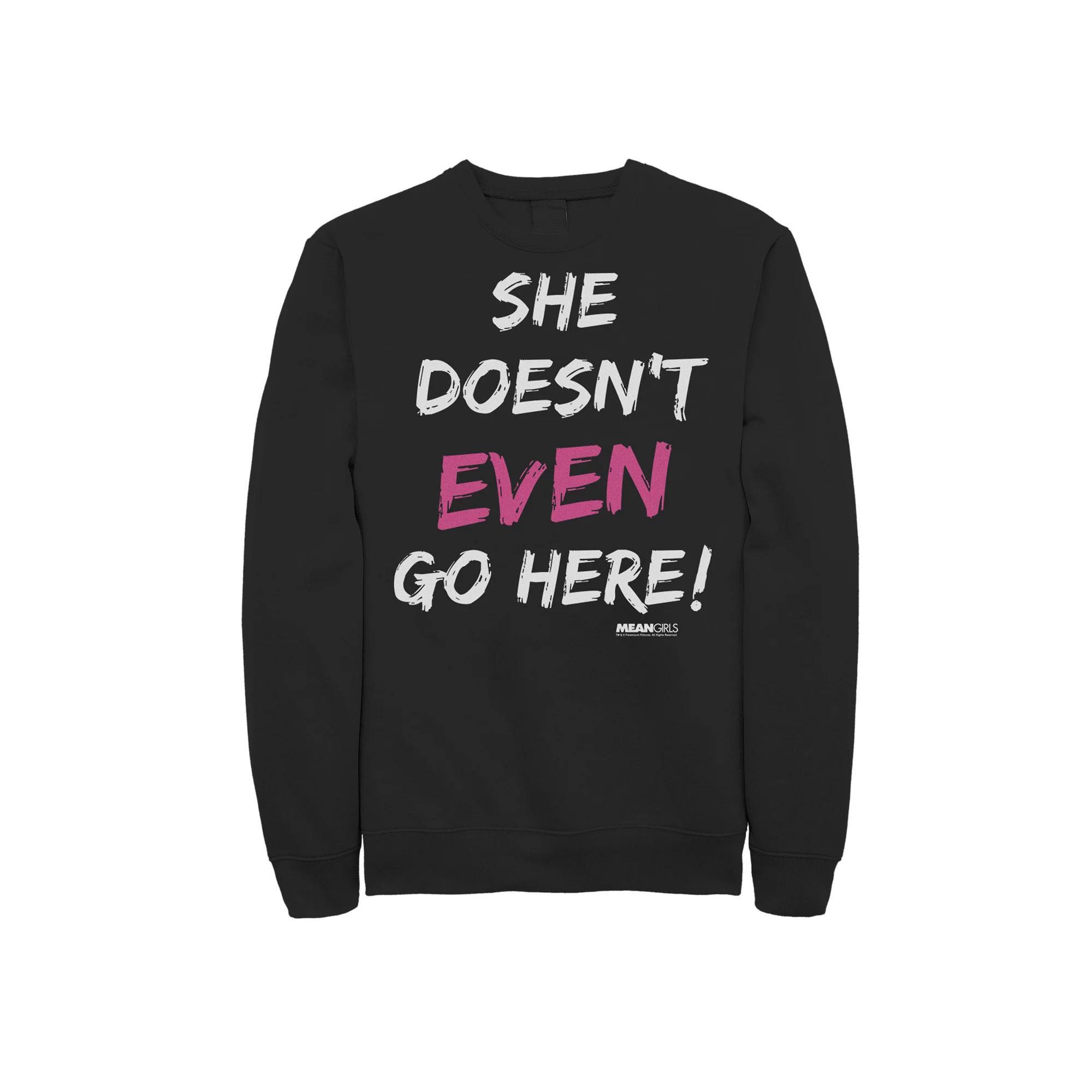 Men's Mean Girls She Doesn't Even Go Here Fleece, Size: Large, Black Product Image
