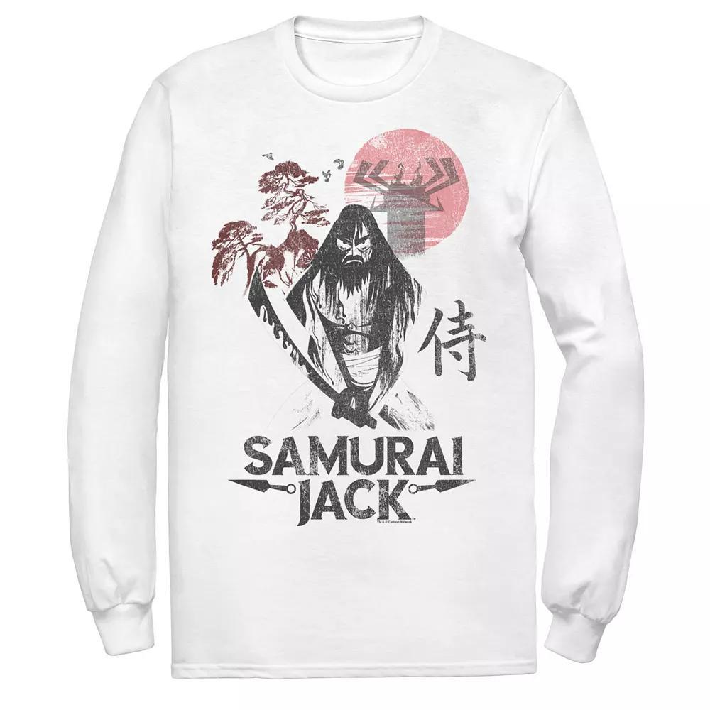 Men's Cartoon Network Samurai Jack Epic Warrior Kanji Art Rock Long Sleeve Tee, Size: Medium, White Product Image