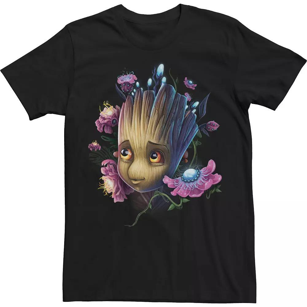 Big & Tall Marvel Guardians Of The Galaxy Groot Floral Portrait Tee, Men's, Size: 3XL, Black Product Image