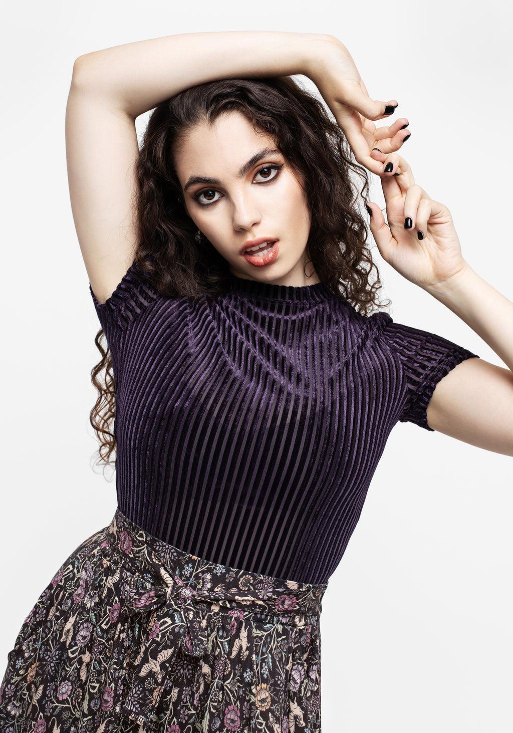 Dysnomia Ribbed Velvet Crop Top Product Image