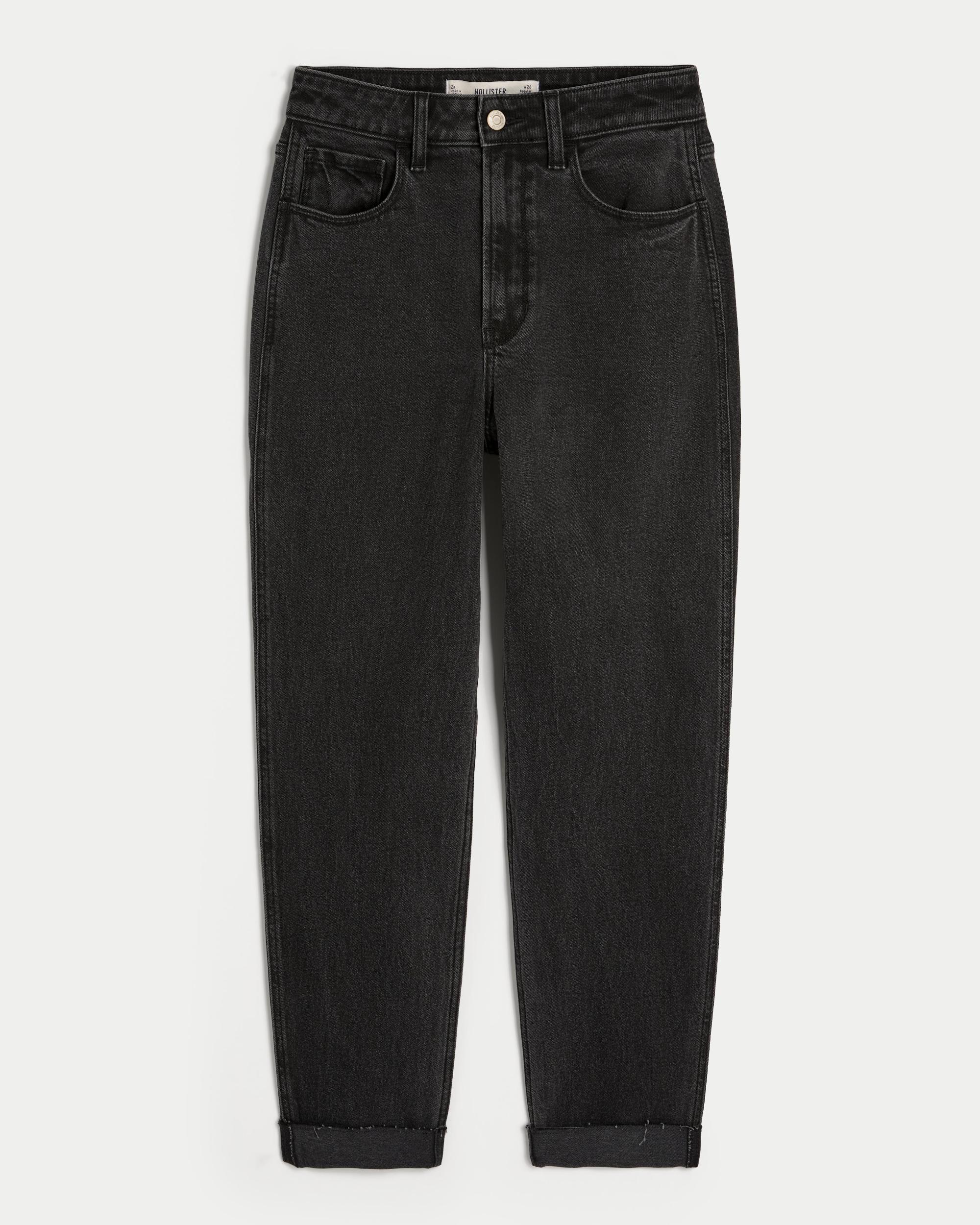 Ultra High-Rise Washed Black Mom Jeans Product Image