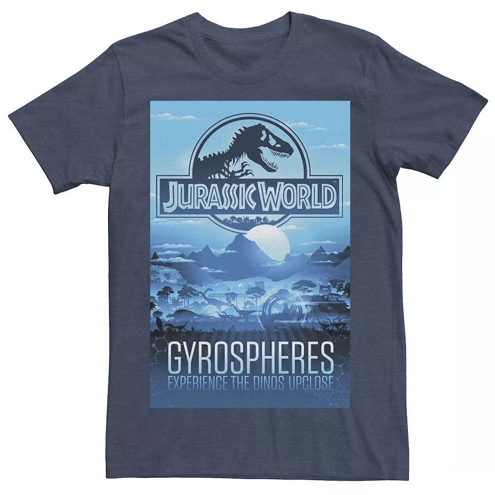 Mens Jurassic World Gyrospheres Tour Park Poster Graphic Tee Grey Heather Product Image