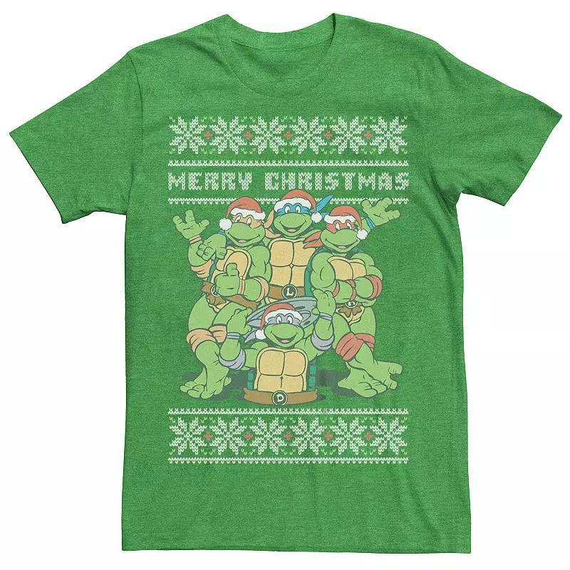 Men's Teenage Mutant Ninja Turtles Merry Christmas Sweater Graphic Tee, Size: Large, Kelly Grey Product Image
