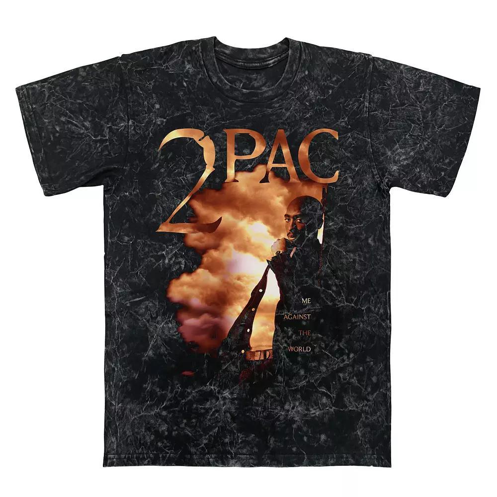 Men's Tupac Shakur Me Against The World Mineral Wash Graphic Tee, Size: XXL, Black Mineral Wash Product Image