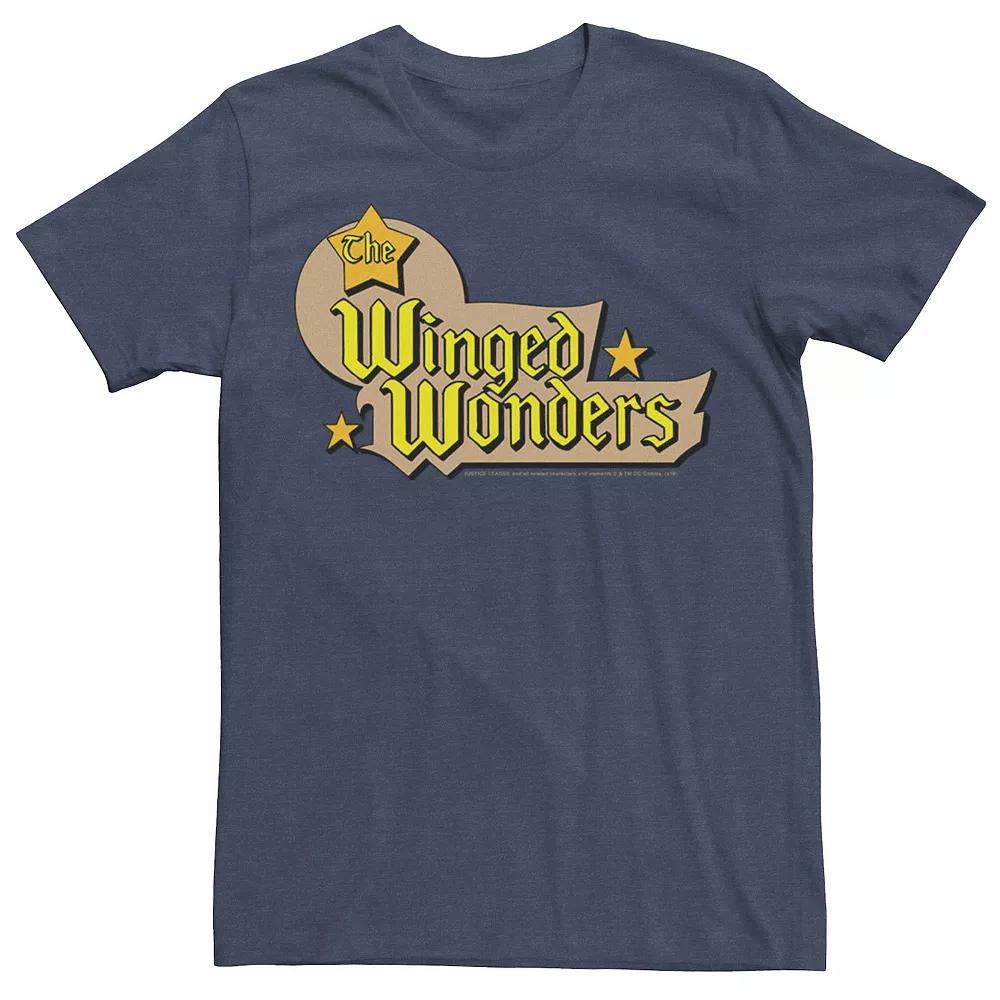 Men's DC Comics The Winged Wonders Text Logo Tee, Size: XL, Navy Grey Product Image