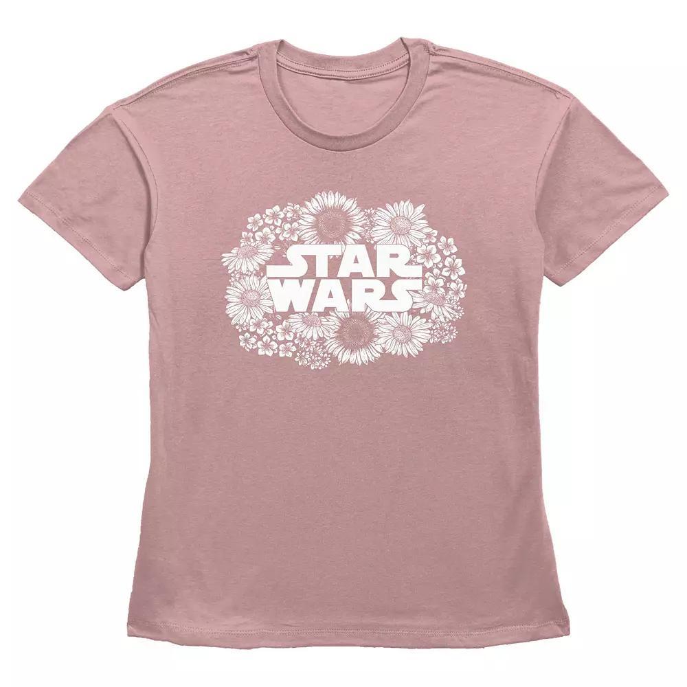 Women's Star Wars Floral Logo Graphic Tee, Size: Small, Desert Pink Product Image