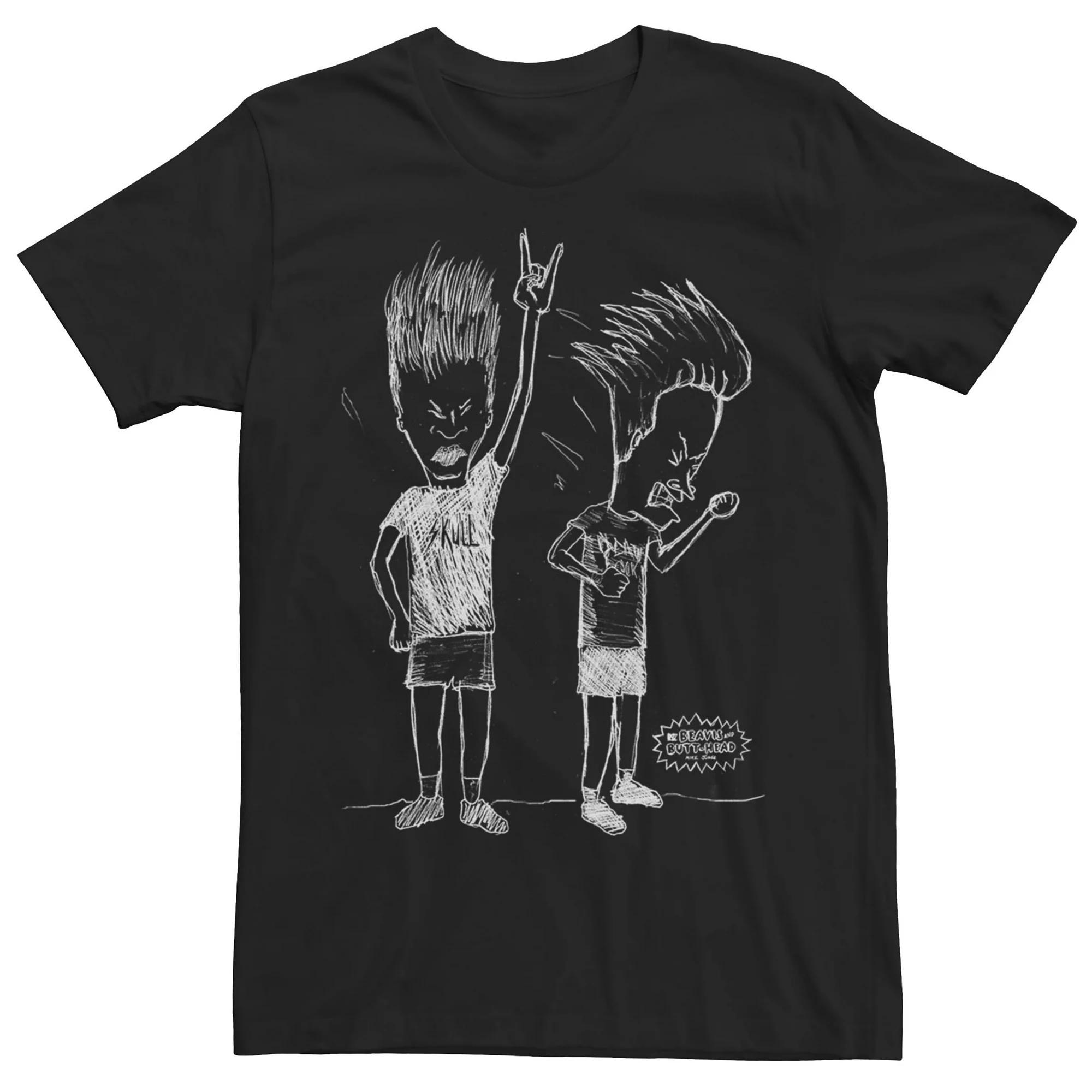 Men's Beavis And Butthead Rock Out Sketch Tee, Size: Medium, Silver Product Image
