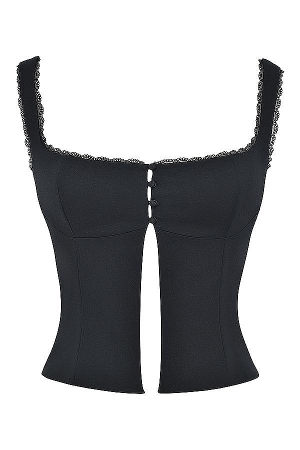 Noura Black Lace Trim Top Product Image
