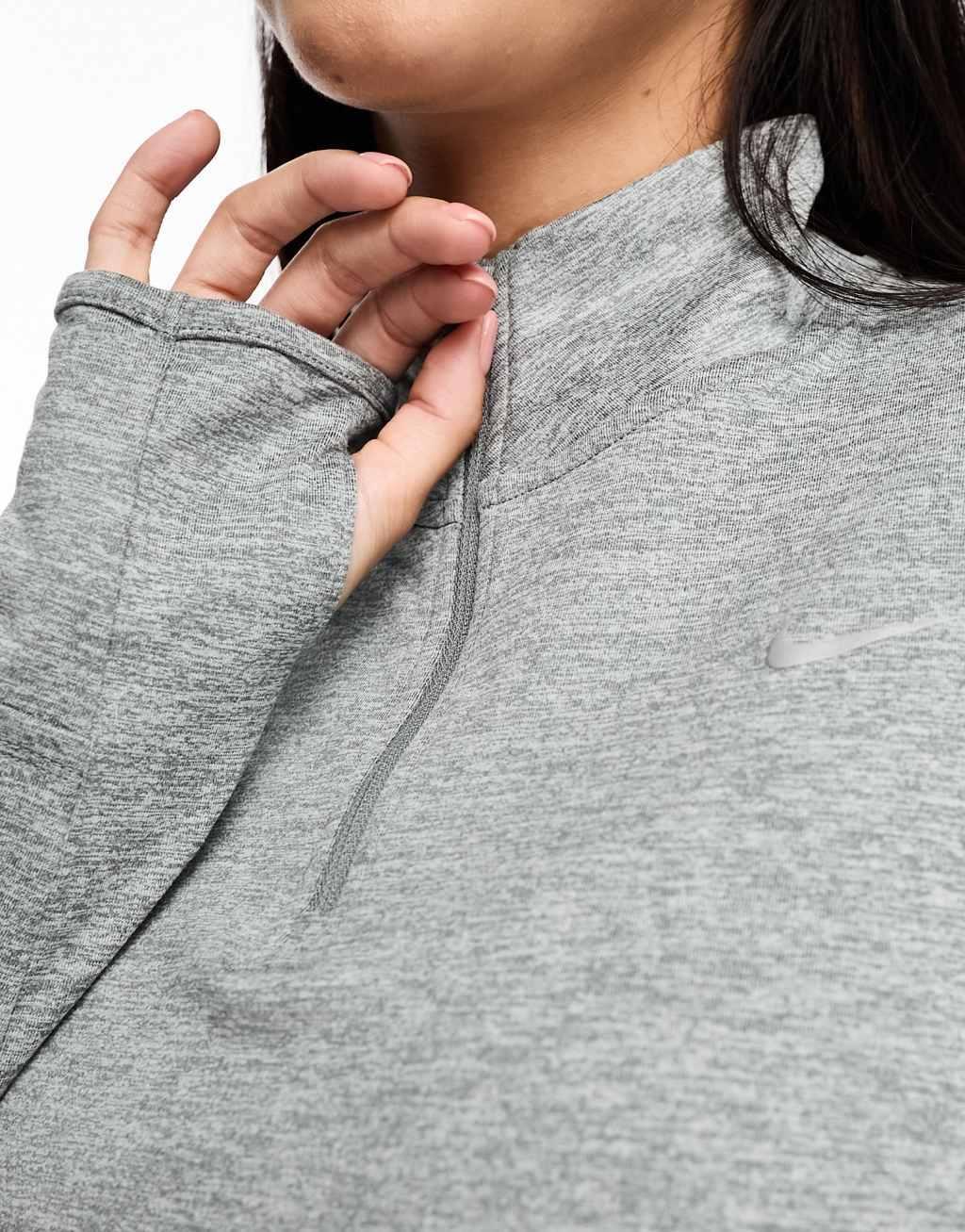 Nike Running Swift Dri-FIT element 1/4 zip long sleeve top in gray Product Image