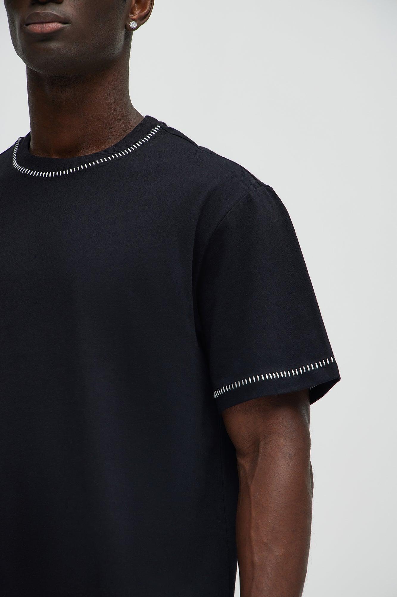 Jacob Stitch Relaxed Tee - Black Product Image