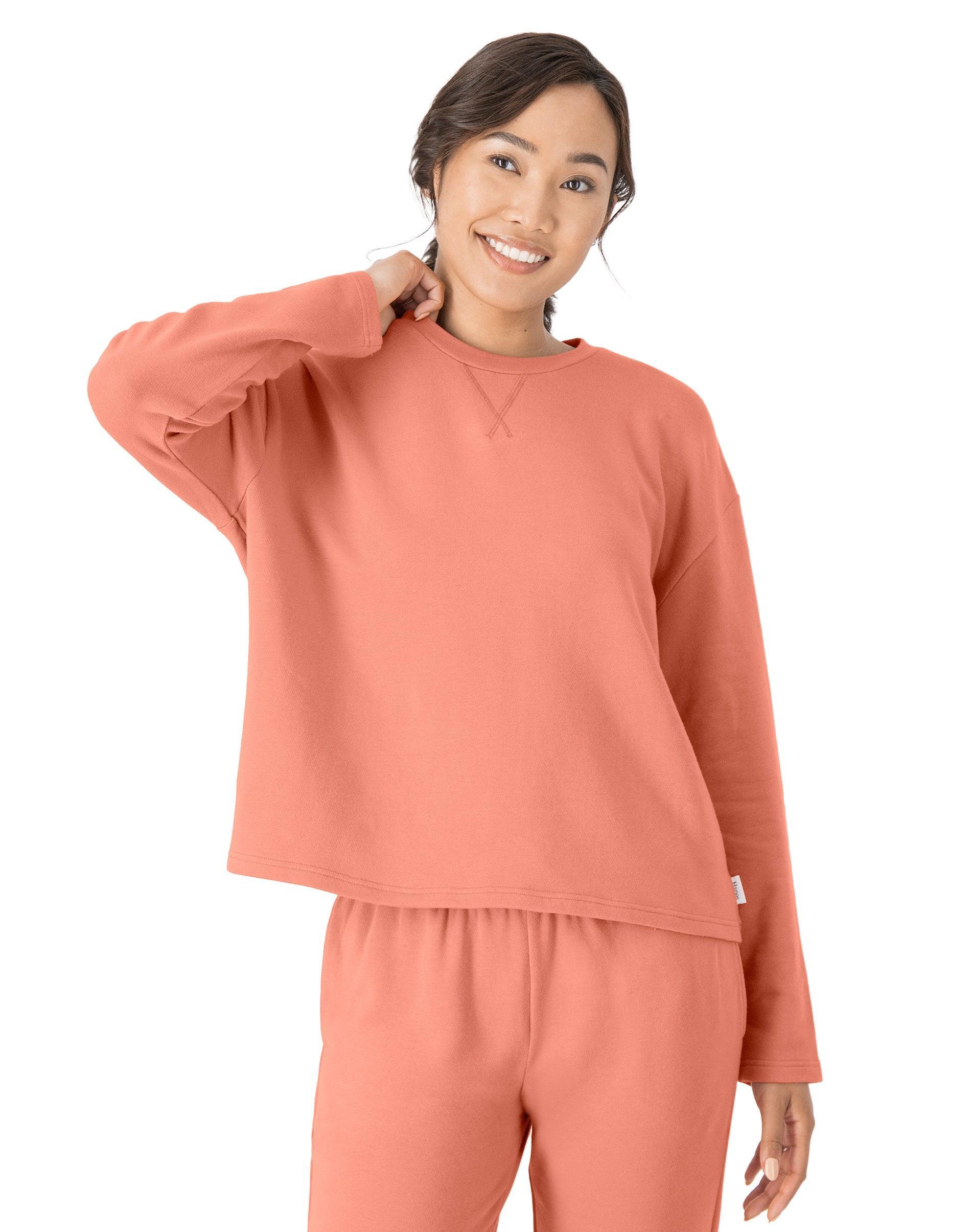 Hanes Originals Comfywear Womens French Terry Crewneck Pullover Black S Product Image