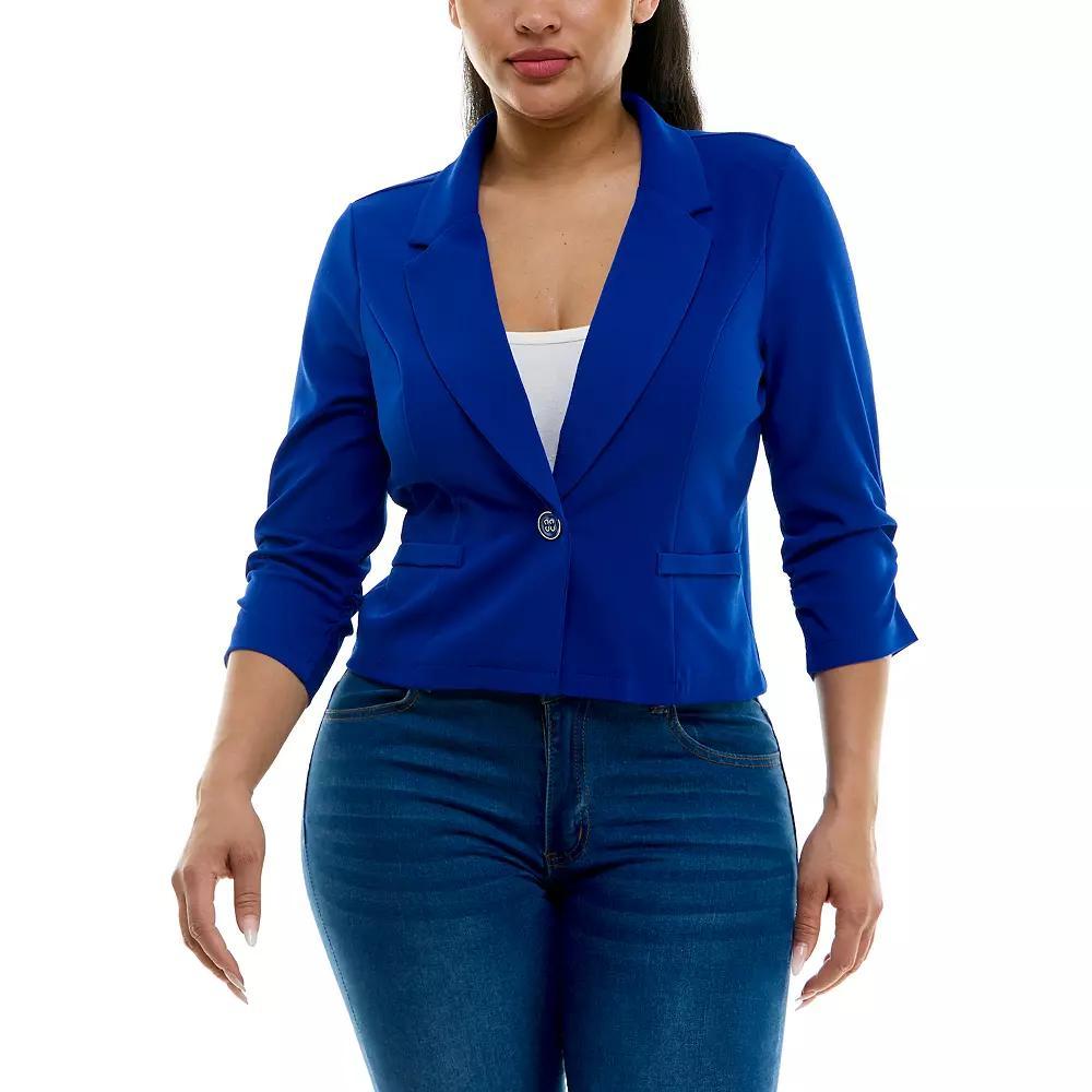 Women's Nina Leonard Button Cropped Blazer, Size: Small, Blue Product Image