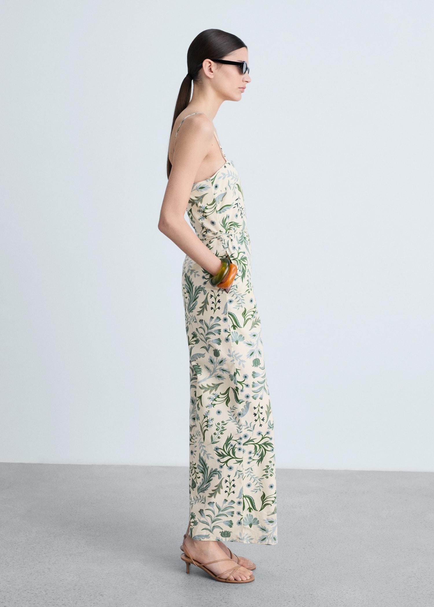 Printed jumpsuit with bow - Women | MANGO USA Product Image