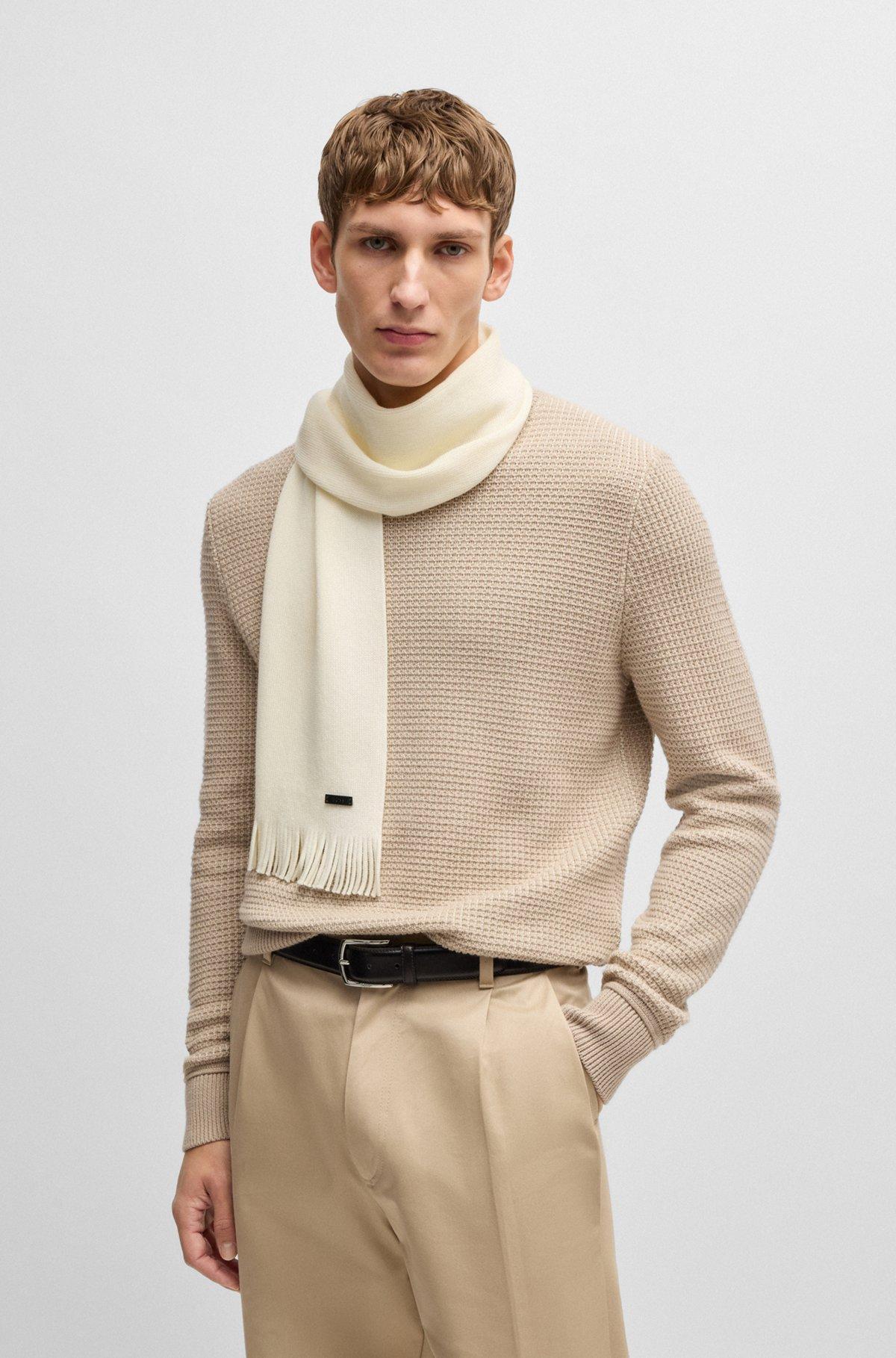 Raschel-knit scarf in merino wool Product Image
