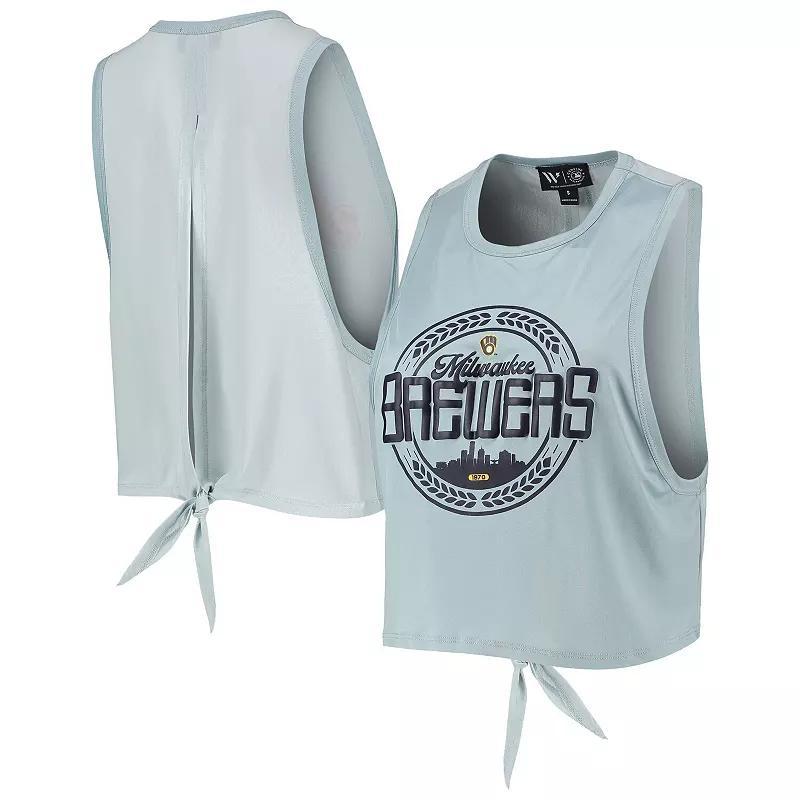 Women's The Wild Collective Light Blue Milwaukee Brewers Open Back Twist-Tie Tank Top, Size: XS Product Image
