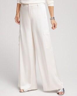 Satin Wide Leg Cargo Pants Product Image