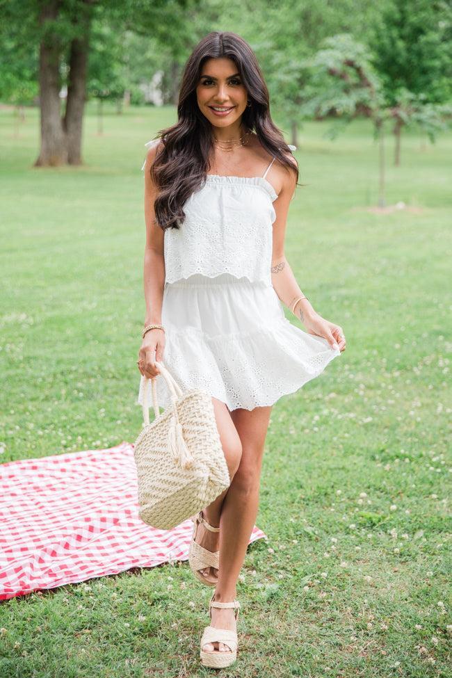 Dockside Dream White Crochet Detail Crop Top FINAL SALE Product Image